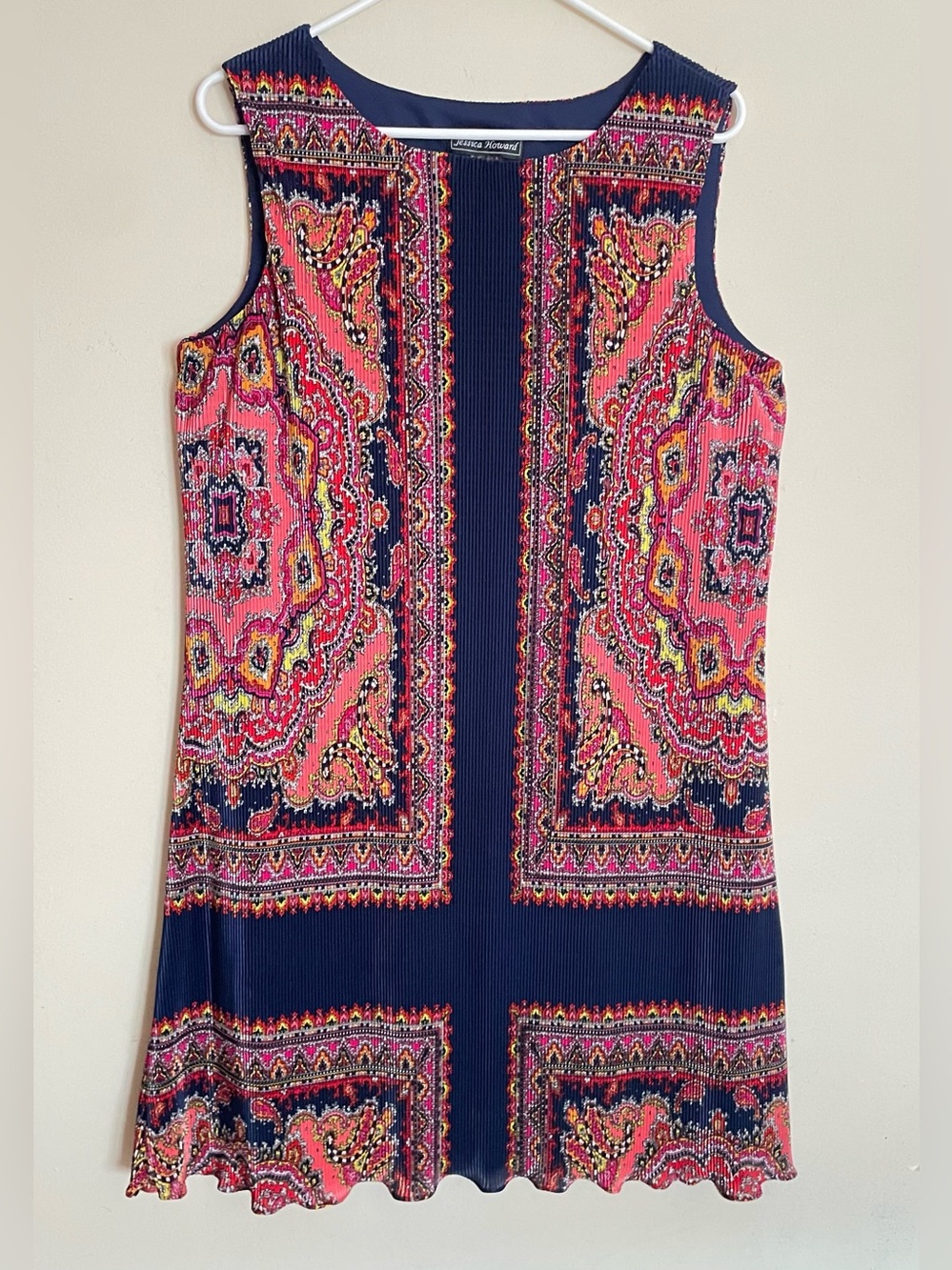 Jessica Howard Boho Medallion Pleated Shift Dress